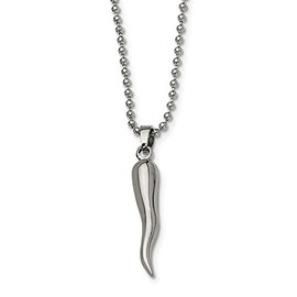 Stainless Steel Italian Horn Necklace