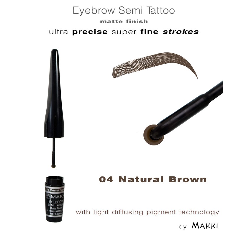 Natural Brown Makki Eye Brow Semi Tattoo Matte Natural Surface