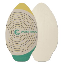 WONITAGO Skimboard with EVA Grip Pad and High Gloss Clear Coat, Durable Wooden Skim Boards for Kids and Adults, 35", Yellow&Green