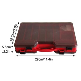 Fishing Tackle Box Portable Double Sided Fishing Lure Organizer Adjustable Compartment Fishing Tackle Case for Bait Hook Bobber Swivel (Red)