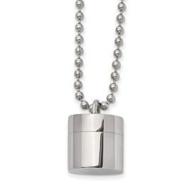 Real Stainless Steel Men's Capsule that Opens 22 inch Pendant Necklace Charm Chain - with Secure Lobster Lock Clasp 22"