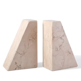 Koville Natural Stone Bookends for Shelves, Granite Book Ends for Heavy Books, Non-Slip Heavy Duty Book Stopper for CD/Movies, Decorative Bookend for Bookshelf Table Home Decor(Red)