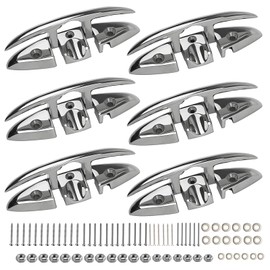 Allucky Boat Cleat, Dock Cleat, 316 Stainless Steel Folding Dock Cleats Deck Flip Up with Screws and Locking Nuts (6)