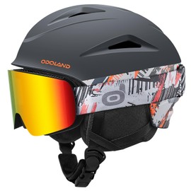 Odoland Ski Helmet and Ski Goggles Set Snowboard Helmet with Snowboard Goggles for Men and Women and Youth Ski Goggles UV 400 Protection Wind Resistance Snowboard Goggles for Skiing and Mountaineering