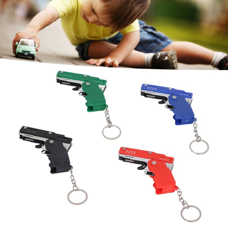 4pcs Rubber Band Launcher Toy Foldable Mini Portable Metal Rubber