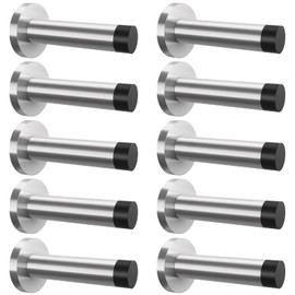 DOKU 10Pcs Door Stop, 3.5 Inch Heavy Duty 304 Stainless Steel Door Stopper with Rubber Tips Bumper, Wall Mounted Door Holder Protection Sound Dampening, Brushed Nickel