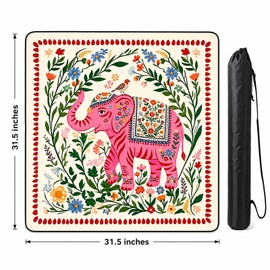 NYNPPUE Mahjong Mat 31.5 x 31.5 Inch, Non-Slip Neoprene Rubber Table Mat, Noise Reduction Game Table Cover, Multi-Purpose Pad for Mahjong, Poker, Cards and Table Games (Rose Pink Elephant)