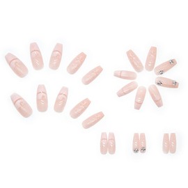 24 Pcs Flesh Nails Openwork Butterfly Long Flash Adult Female Nail