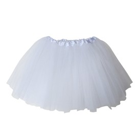 TRADERPLUS Women's Classic Tulle Tutu Skirt Petticoat Ballet Bubble (White)