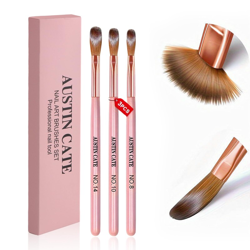 3Pcs Pinceles para Uñas Acrílicas, Brochas Acrílicas Para Uñas, Cepillos