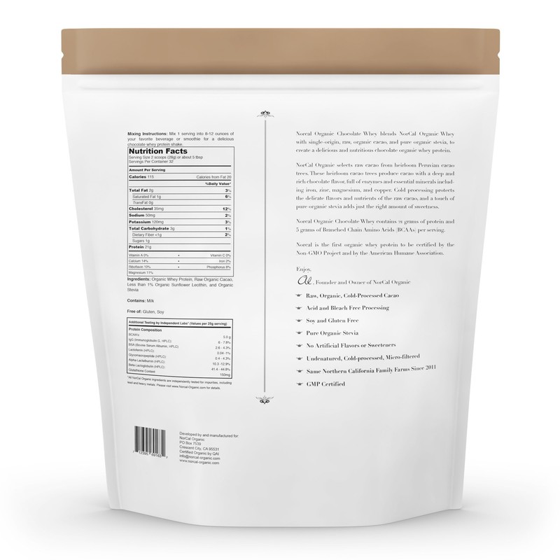 NorCal Organic Chocolate Whey Protein | 100% USA Grass-Fed, USDA