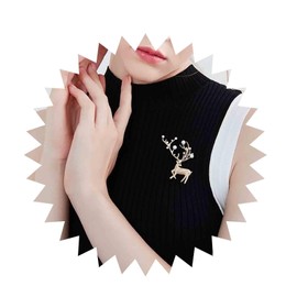 Inilbran Boho Crystal Deer Brooch Pin Gold Rhinestone Pearl Deer Brooch Vintage Christmas Deer Brooch Lapel Pin Bling Cz Deer Lapel Pins Brooch Jewelry for Women and Girls