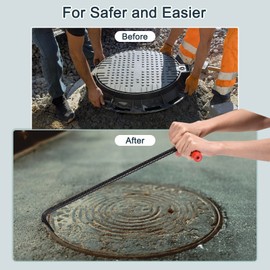 uxcell Manhole Cover Hook T Style Handle, 33 Inch, 2Pcs Pump Hook for Manhole Covers, Stone Slabs, Steel Pipes, Storm Drain Cover, Black