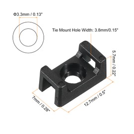 MECCANIXITY 500pcs Cable Tie Base Saddle Type Mount Wire Holder, 0.5"x0.28"x0.22" Wire Clips Organizer Holders Clamps for Electronic Wires, Black 0.13"Dia