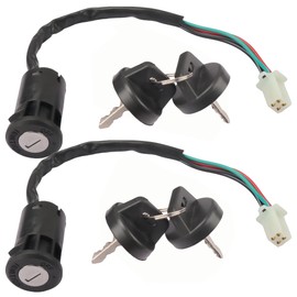 2 Pack 4 Wires Ignition Switch with Keys Waterproof Dustproof Key Starter Switch for 50cc 70cc 90cc 110cc 125cc 150cc 200cc 250cc ATV Quad Go Kart UTV Scooter TaoTao SUNL Roketa Kazuma Coolster