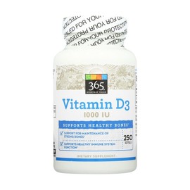 Whole Foods 365 Everyday Value®Vitamin D3 Softgels, 1000 IU, 250 count