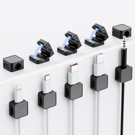 [10 Stück] Kabelhalter Kabelclips, Kabel Organizer - [Einhand-Bedienung] Feder Kabelklemmen Selbstklebend, Kabelorganizer für Schreibtisch/Wand, Kabelmanagement für Netzkabel, HDMI, Ladekabel