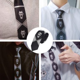 Jiaxin go JoJo's Bizarre Adventure Kira Yoshikage Necktie, 4 Colors, Washable, Stylish, Casual, Lattice, Small Prints, For Business, Events, School Entrance Ceremonies, Graduation Ceremonies, Coming