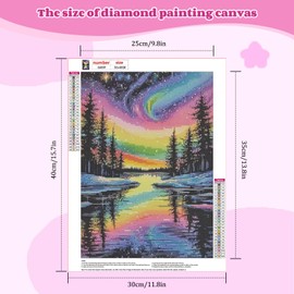 NEWENMO Aurora Borealis Diamond Painting Kits for Adults,5D Forest Scenery Diamond Art Kit,DIY Full Drill Crystal Embroidery Gifts,Diamond Art Craft,for Living Room Home Wall Decoration-30x40cm