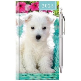2025 Slim Week To View Hardback Dog Diary with Pen - Puppy