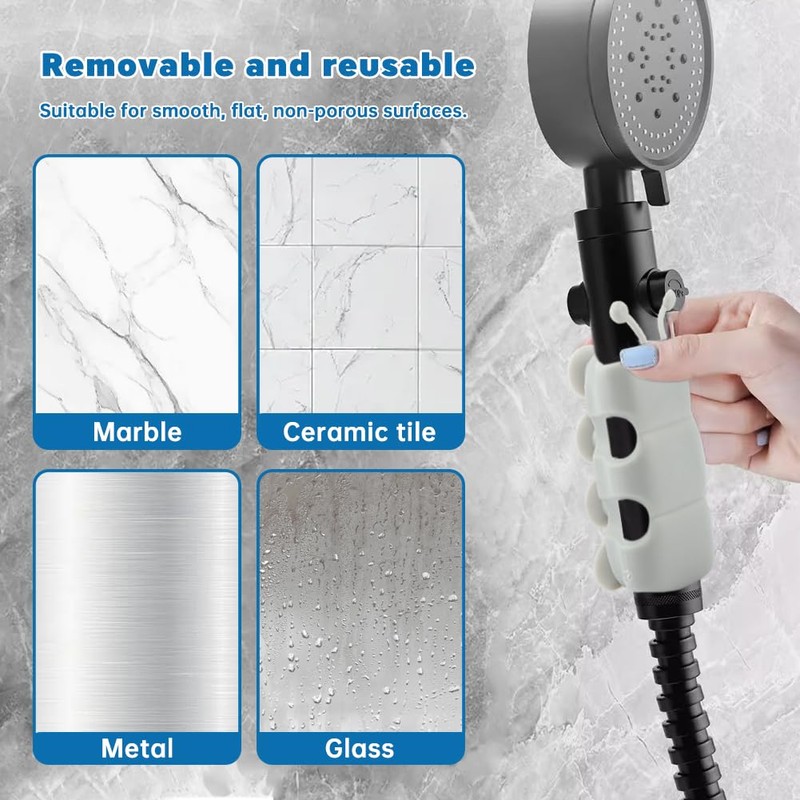 4pcs Silicone Shower Head Holder, Universal Relocatable Shower Head Suction