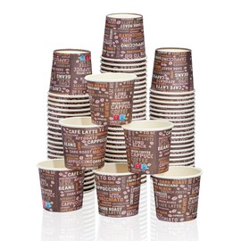 MH Quality - 100x Expresso Pappbecher 80 ml 3 Oz mit Kaffeebohnenmuster - Top Qualität ISO 9001 (100stk.)