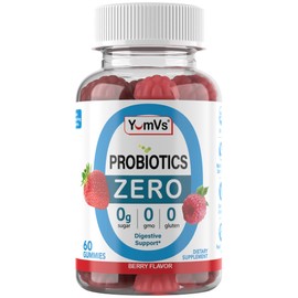YUM-V'S - Zero Sugar Probiotic Gummies for Digestive Health - Sugar Free Probiotics for Women, Men & Kids - Gut Health Probiotic Gummies for Adults & Kids - Digestive Support Gummy Supplements - 60ct