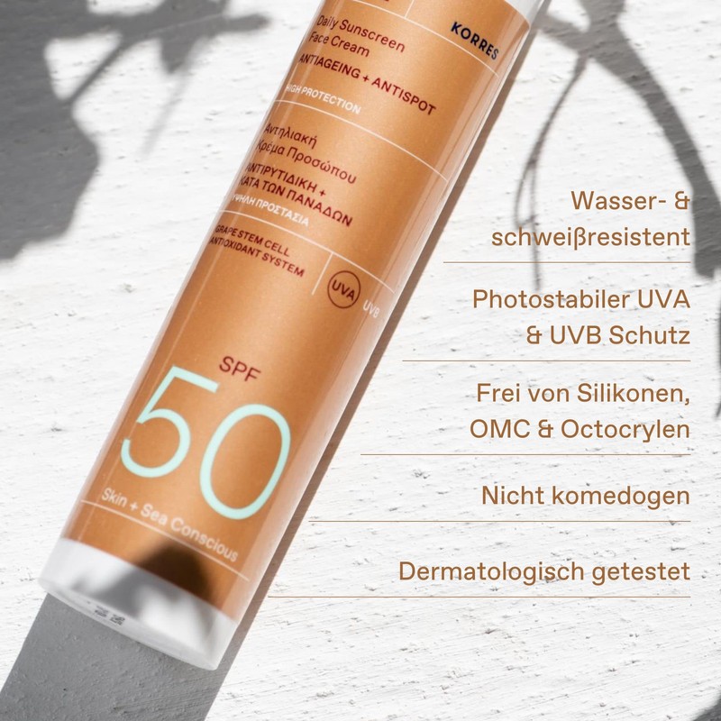 KORRES RED GRAPE Tinted Face Sun Cream SPF 50 Anti-Ageing