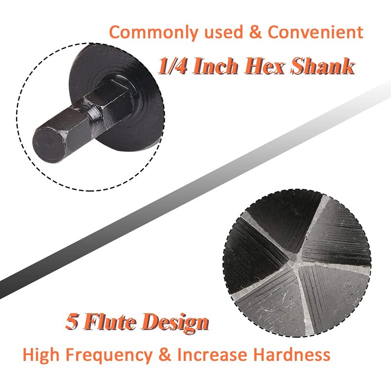 Bestgle 5 Flutes Countersink Chamfer Drill Bits, 90 Degree Chamfering