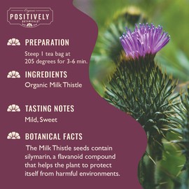 Organic Positively Tea Company Organic Positively Botanicals Company, Milk Thistle Herbal Tea Bags, 20 Count