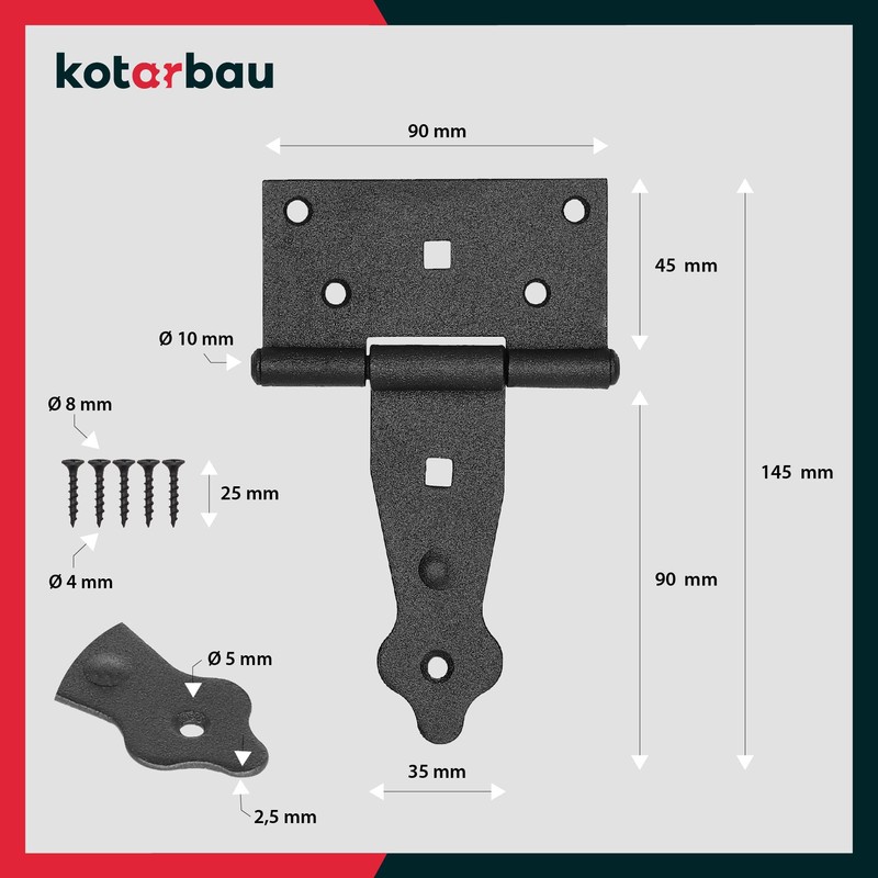 Kotarbau Pack of 2 Cross Hinges, 100-400 mm, Shutter Hinges,