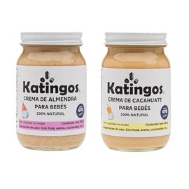 Crema de cacahuate y almendras para bebés, en alimentación complementaria, marca "Katingos"