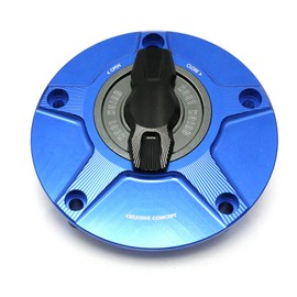 MC MOTOPARTS NIMBLE Blue Titanium CNC 1/4 Quick Lock Fuel Cap Compatible with MT-03 2006-2009, 2016-2017