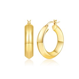 OOOPEL 7mm Wide Gold Hoops Earrings for Women, 14K Real Gold Plated Hoop Earrings for Women Hypoallergenic Lightweight Big Gold Hoop Earring Jewelry Gifts 30/40/50/60MM