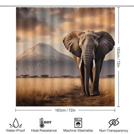 SOPIYRIO 4 Pcs Funny Elephant Shower Curtain Set with Rug Colourful Sky Autumn Animal Bathroom Sets with Waterproof Shower Curtain and Non-Slip Rugs Toilet Lid Cover Bath Mat Decor with 12 Hooks