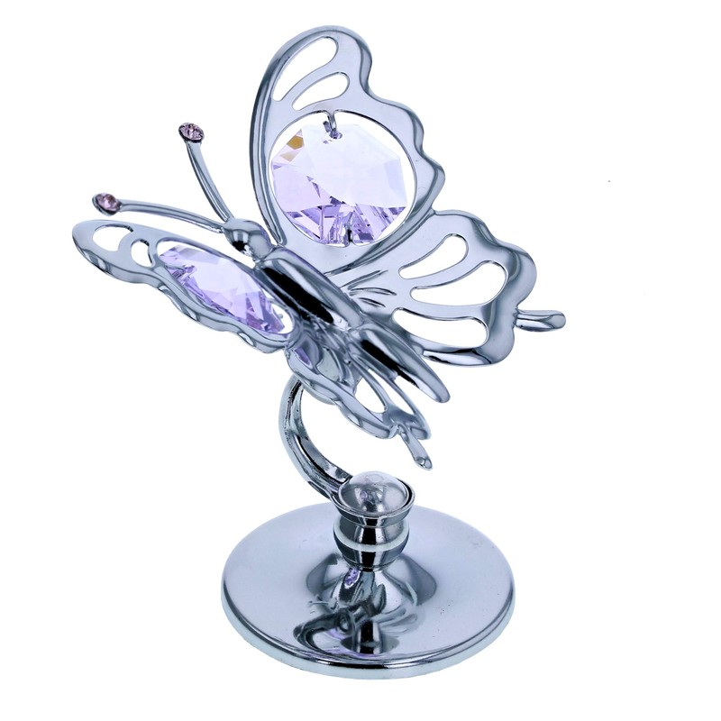 Crystocraft Keepsake Gift Ornament - Silver Butterfly made with Swarvoski