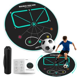 MUKESKY Soccer Training Mat for Footwork & Agility, 360° Circular Design for Multi-Direction Ball Control Practice, Non-Slip Silent Indoor & Outdoor Training Equipment for Kids Youth & Adults
