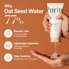 PURITO crema hidratante facial en gel con avena sativa 100 ml - gel hidratante facial para piel grasa y mixta - crema ligera calmante para rostro - skincare coreano
