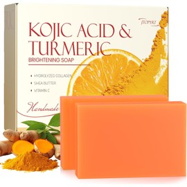 SADOWAY 2 PCS Jabón Turmeric Soap Jabón de Ácido Kójico de Cúrcuma y Limón ,Mejorar el tono desigual de la piel, Hidrata la piel y la mantiene...     