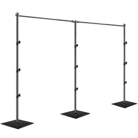 EMART 8.5x20ft(HxW) Photography Backdrop Stand for Parties, Adjustable Photo Pipe and Drape Background Back Drop Holder Frame Kit with Heavy Duty Metal Steel Base for Birthday Wedding - Black