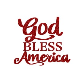 God Bless America Iron On Vinyl Heat Transfer Graphic Decal Patch for Clothing, Blankets, Apron, Bags, Pick Color and Size, Iron-On Almost Anything (Red Glitter)