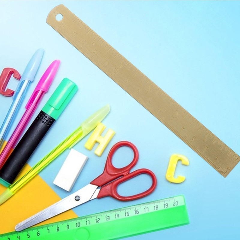 Brass Ruler, Metal Drawing Ruler Gold Straight Ruler Unisex Learning