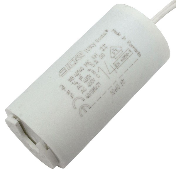 Starting Capacitor Motor Capacitor 14µF 450V 35x71mm Cable 8cm ICAR