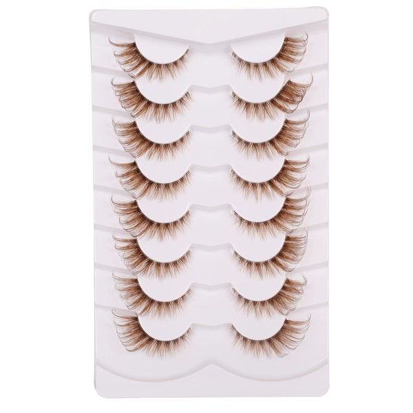 Gmagictobo Natural Brown Lashes Fluffy Wispy False Eyelashes Cat Eye