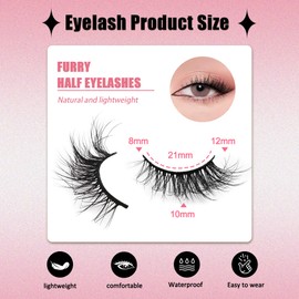 10 Pairs Fluffy Half Lashes, 15mm Natural Look Cat Eye Wispy 3D Curly Eyelashes, Fox Eye Access Lashes that Look Like Extensions Faux Mink Handmade False Eyelashes(ZA02)