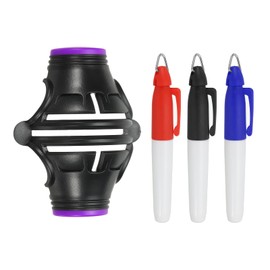 PATIKIL Golf Ball Marker Stencil, 360 Degree Triple Golf Ball Alignment Marker Tool, Line Drawing Markers with Marker Pens for Men and Women, Black/Purple
