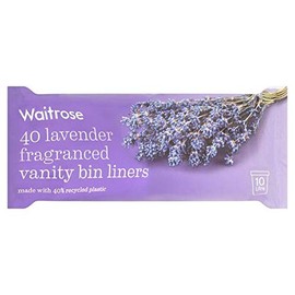 WAITROSE 50 Lavender Fragranced Vanity Waste Bin Liners, 445mm x 460mm, 10 Litres