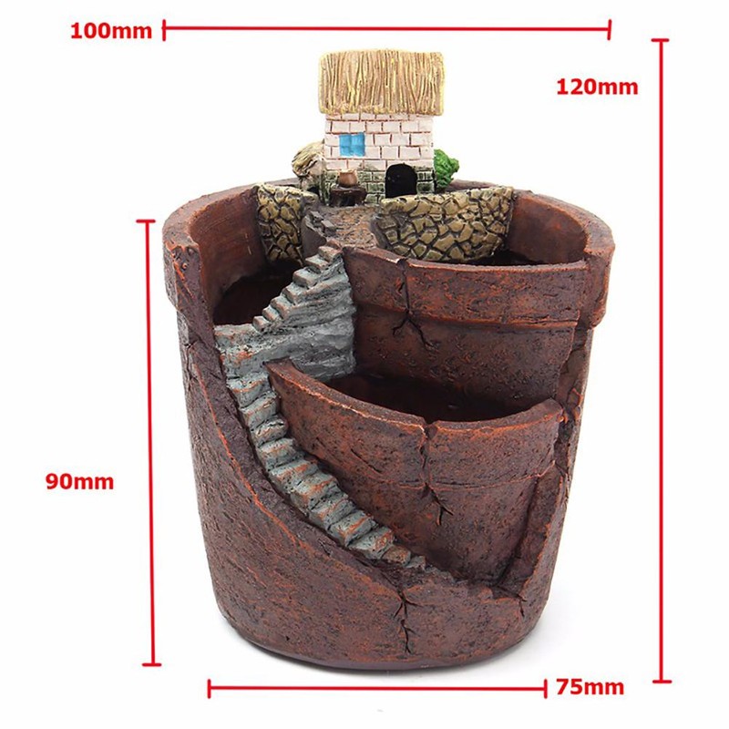 Plants Potted Resin Flower Pots Sweet House Fairy Garden Planter