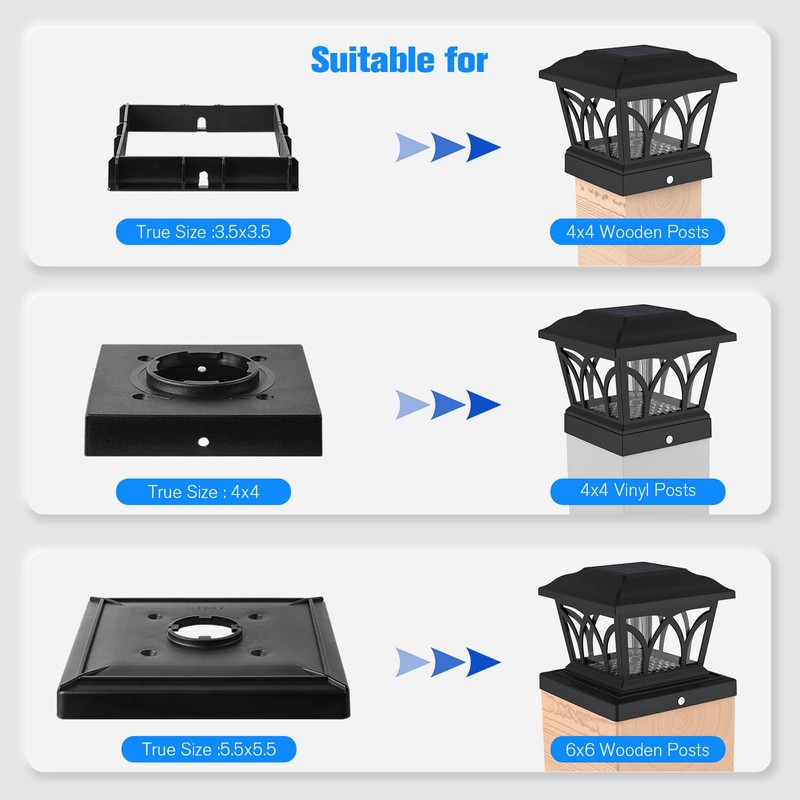 VOLISUN Solar Post Cap Lights Outdoor 8Pack, with Edison LED