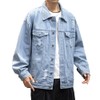 DAVID.ANN Men's Distressed Denim Jacket Casual Vintage Rugged Trucker Coat,Light